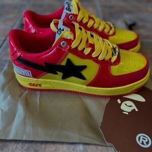 Bape Marvel Red and Yellow Sneakers